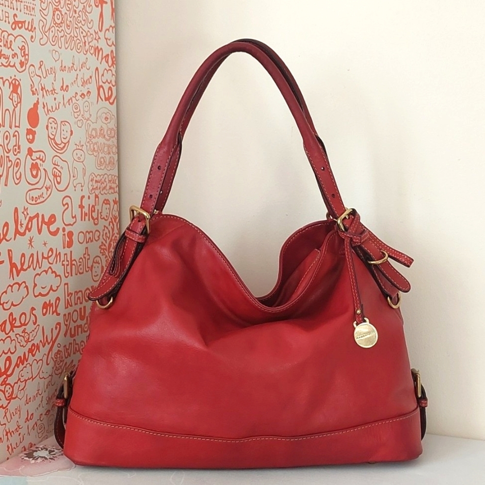 Rabeanco Red Leather Shoulder Bag
